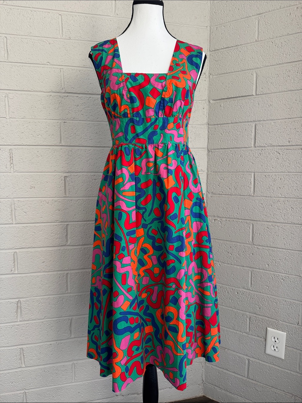 Urban Outfitters Colorful Abstract Print Cotton Dress Medium